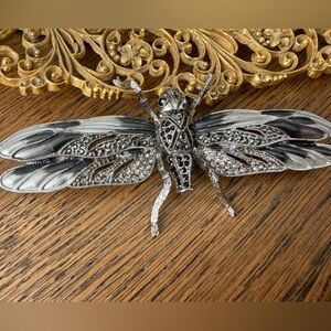 Silver and Black Dragonfly Brooch